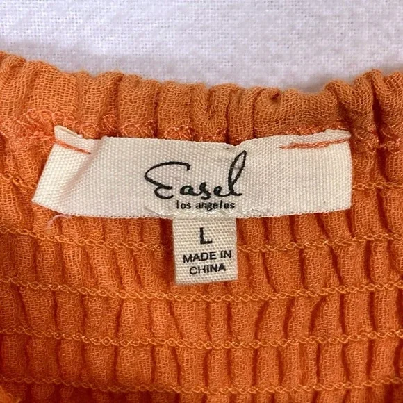 NEW Easel Sz L Large Cotton Gauze Mini Dress Pockets Coastal Peasant Boho Beach - Picture 3 of 6